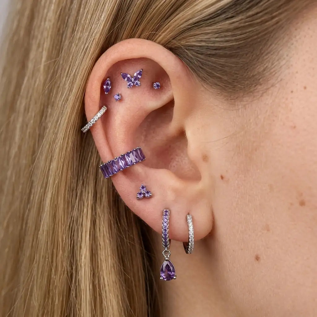 Titanium Purple Amethyst Sugar Clicker | Conch Hoop