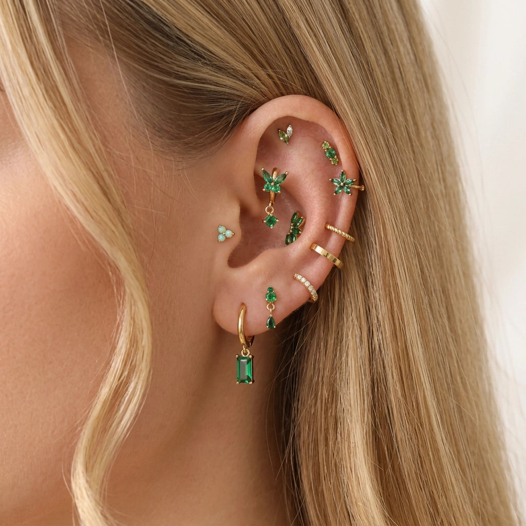 Titanium Akosua Mini Duo Petal Peridot Yellow Stud