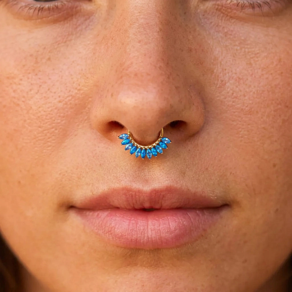 Titanium Eternity Clicker - Aquamarine & Ocean Blue Opal