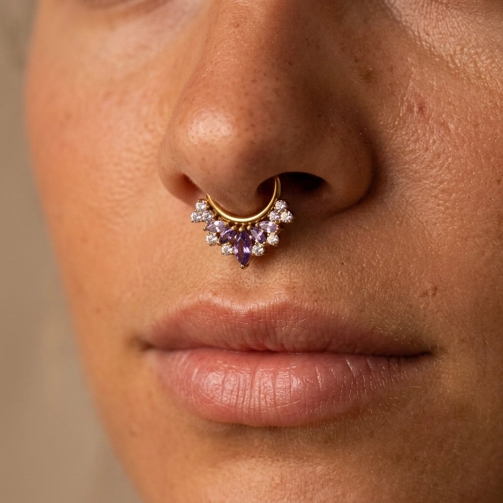 Titanium Celestia Marquise Crown Clicker - Amethyst