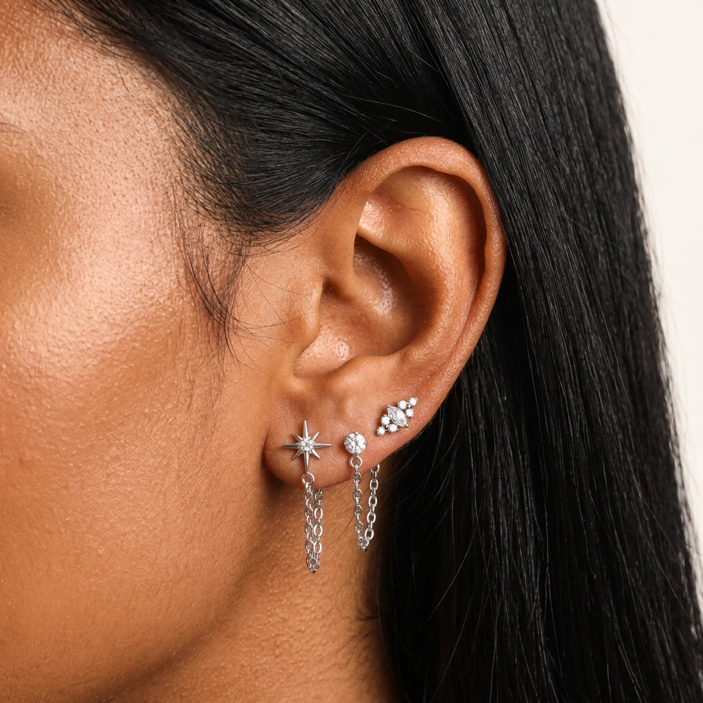 Titanium Aniyah Marquise Diamond Crown Flat Back Stud