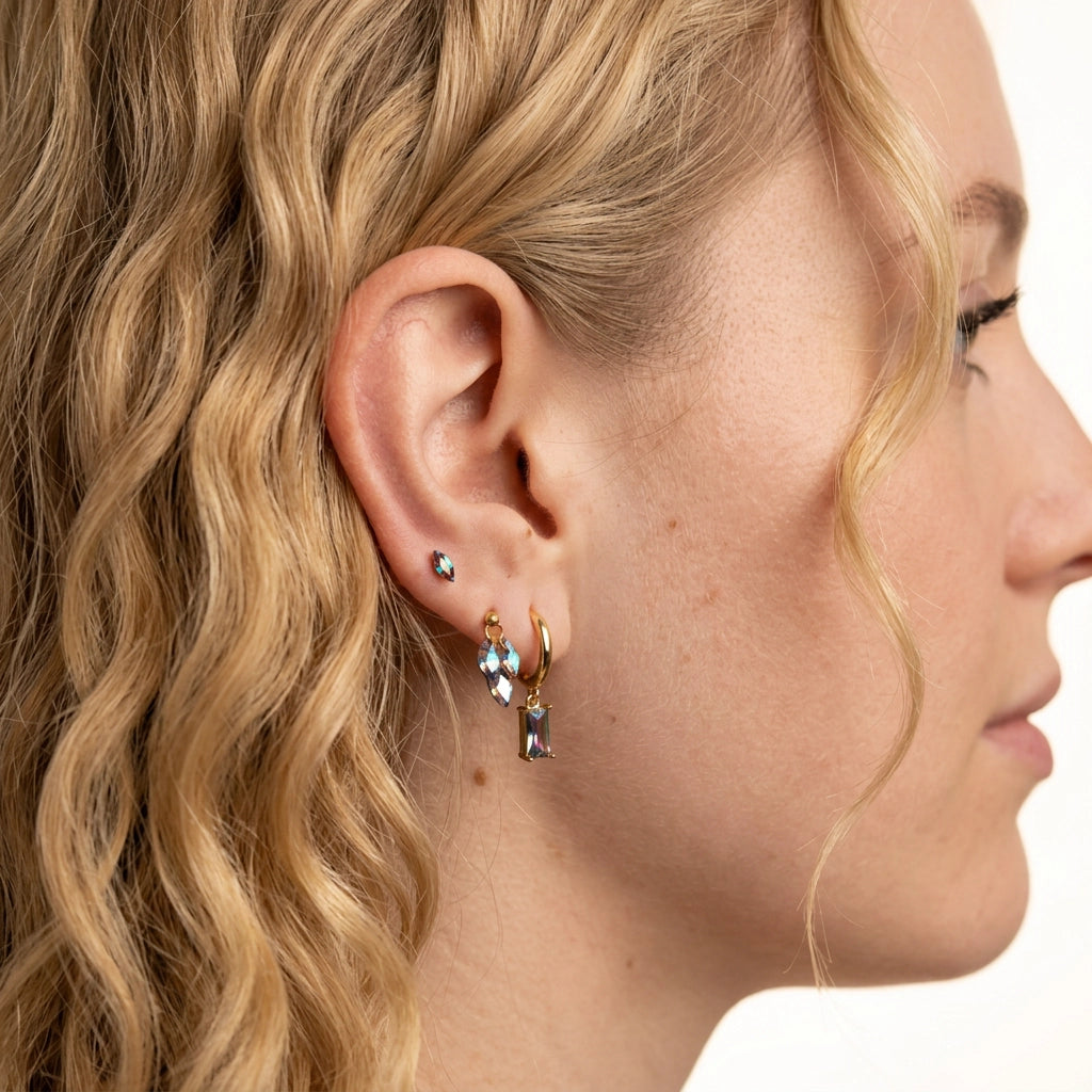 Titanium Elynn Dark Iridescent Marquise Flat Back Stud