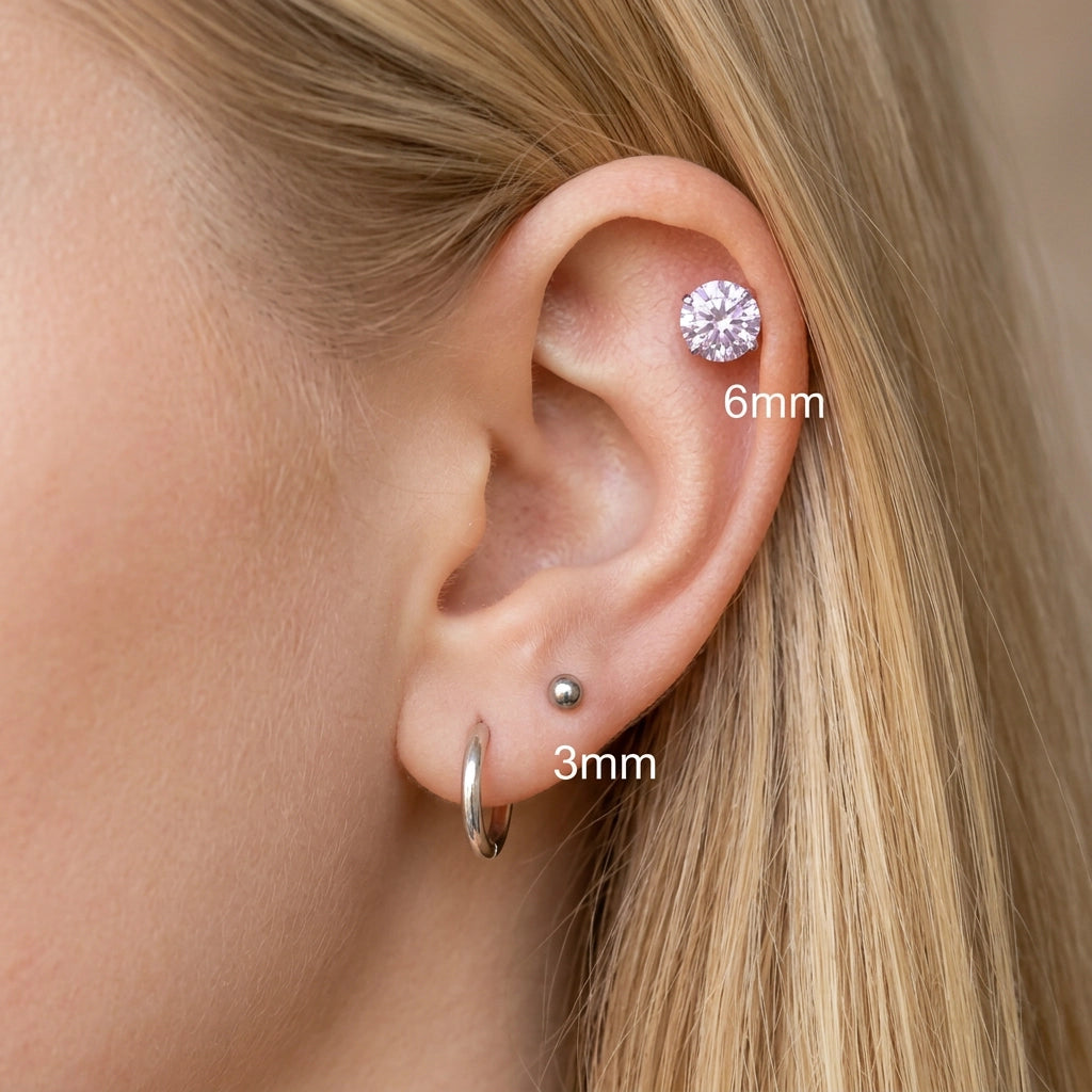 Titanium Multisize Light Amethyst Stud (Push Pin)