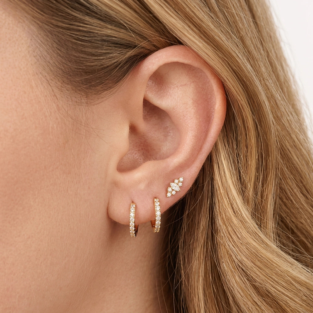 Titanium Aniyah Marquise Diamond Crown Flat Back Stud