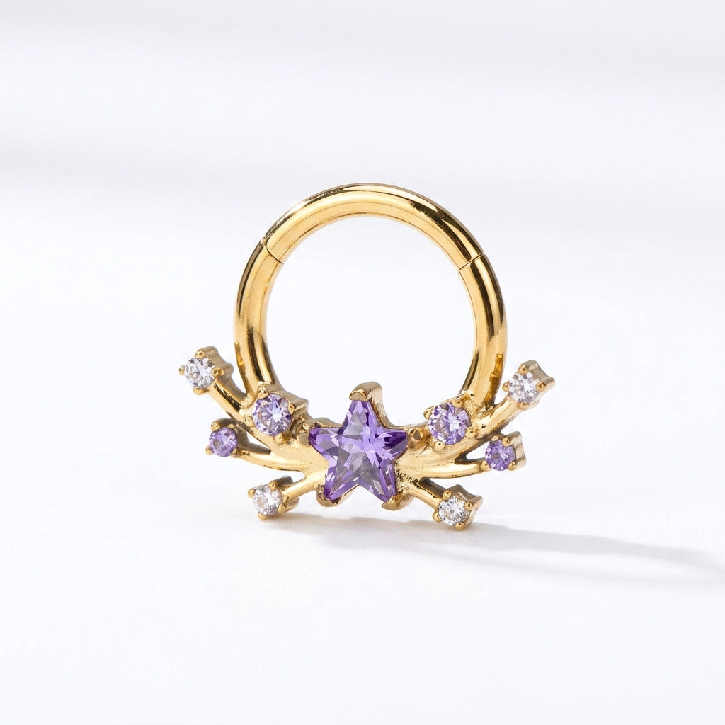 Titanium Sparkling Celestine Star Clicker - Amethyst