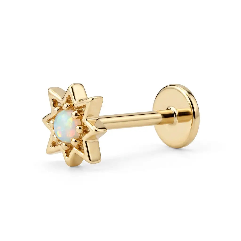 Athena White Opal Northern Star Flat Back Stud