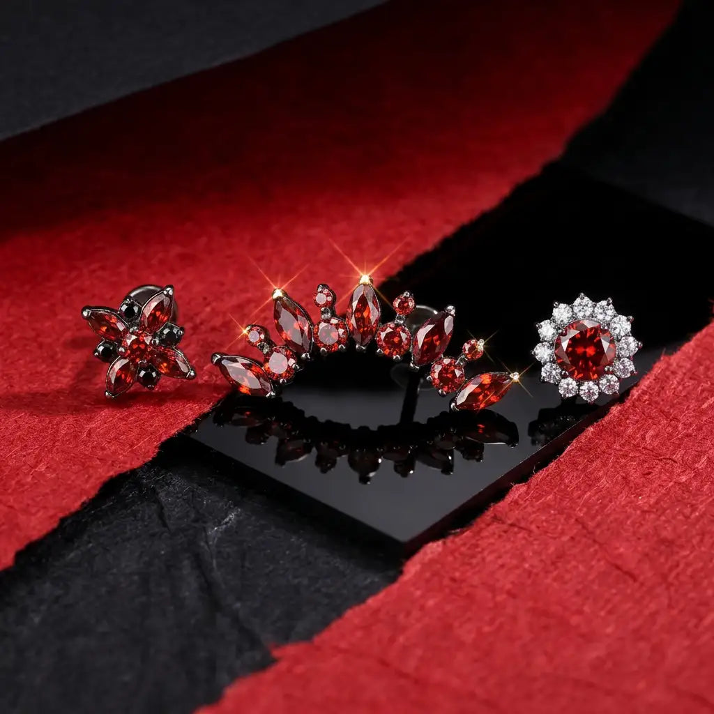 Titanium Midnight Rose Flat Back Stud