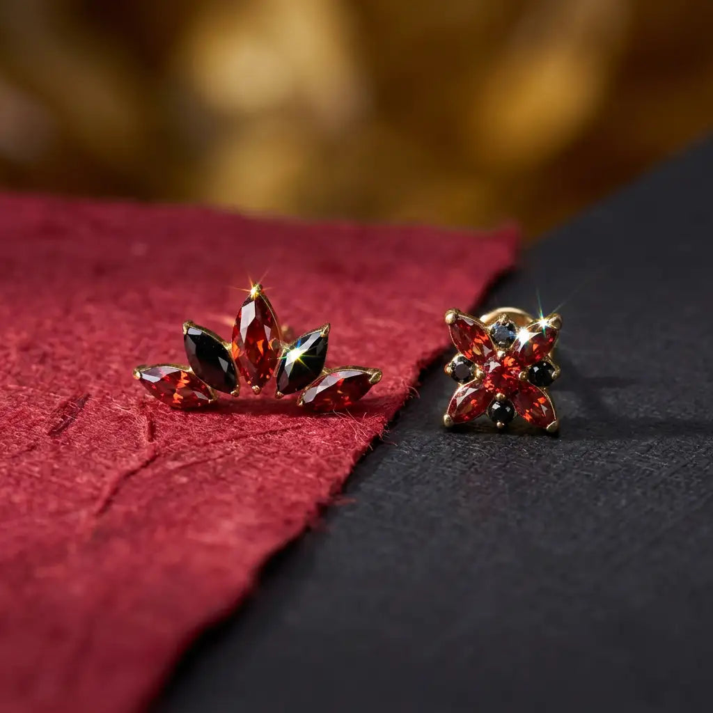 Titanium Midnight Rose Flat Back Stud