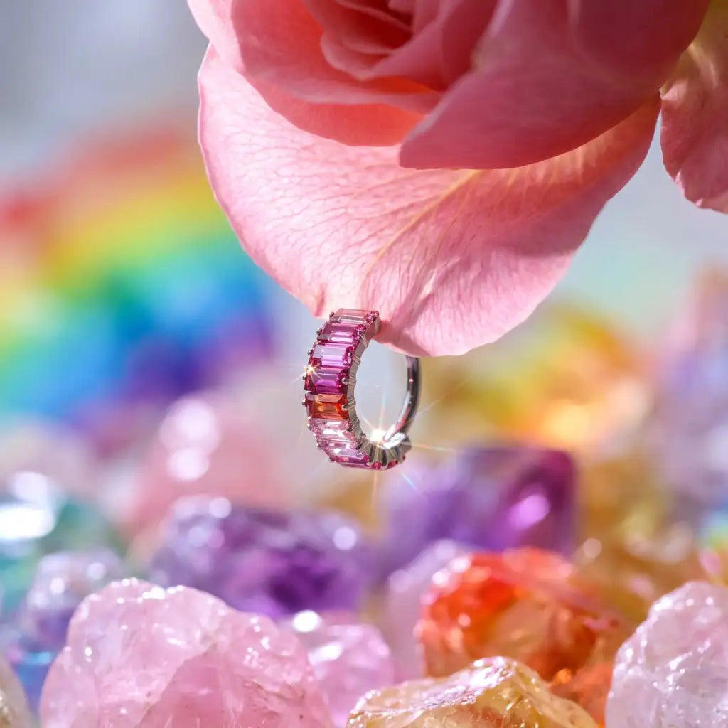 Clicker Sugar in titanio con sfumatura rosa | cerchietto per conch