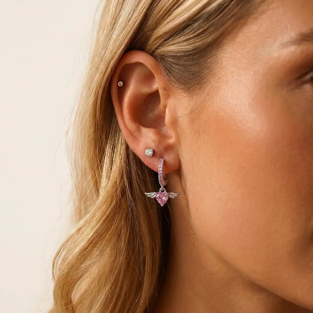 Angel Heart Hoop Earrings