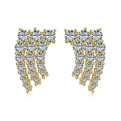 Triple Diamond Tassel Drop Earrings