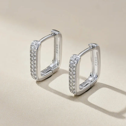 Luxe Pave Diamond Silver Hoop Earrings