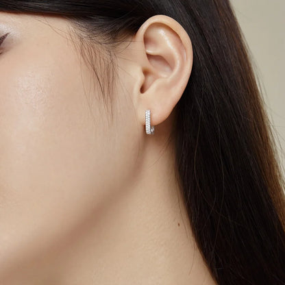 Luxe Pave Diamond Silver Hoop Earrings