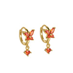 Nefeli Red Garnet Butterfly Huggie Earrings