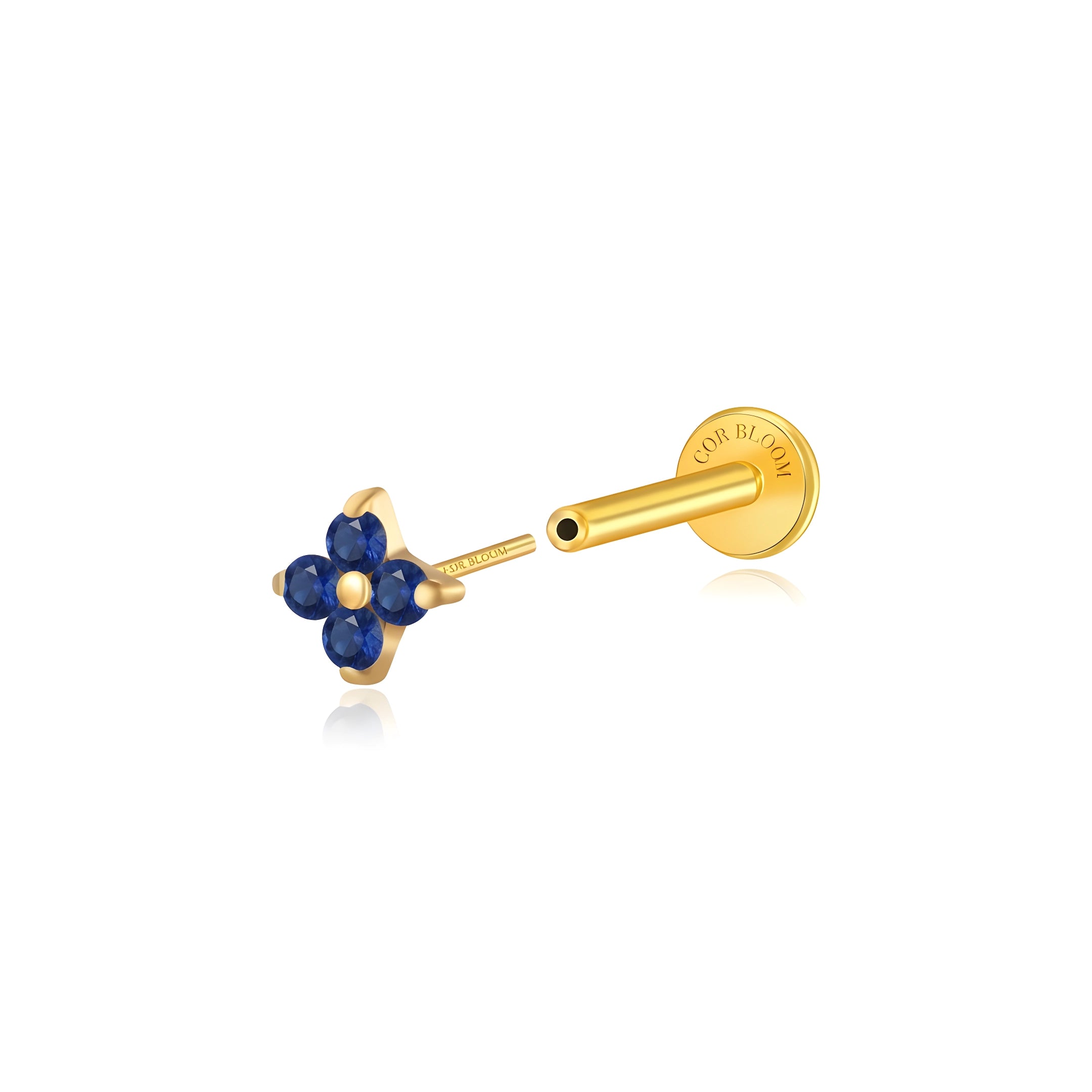 Titanium Aretha Small Blue Sapphire Four-Leaf Clover Stud