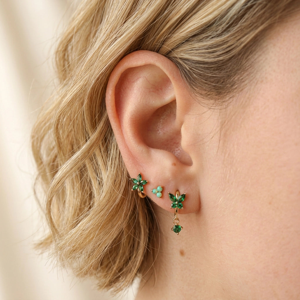 Titanium Athina Mini Spring Breeze Green Opal Triangle Flat Back Stud