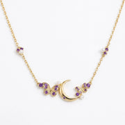 Amethyst Crescent Moon & Butterfly Necklace