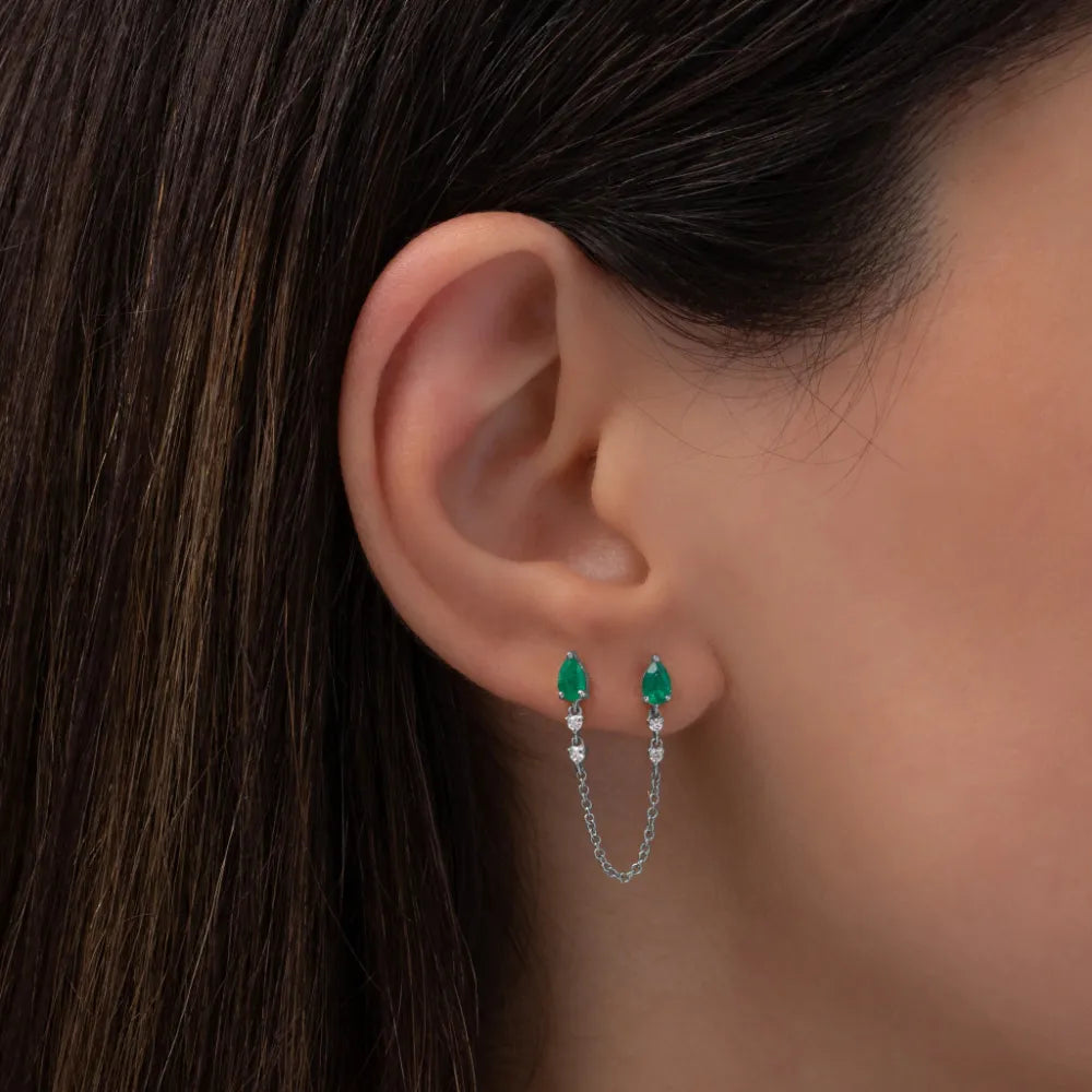 Luxe Green Connected Chain Earring