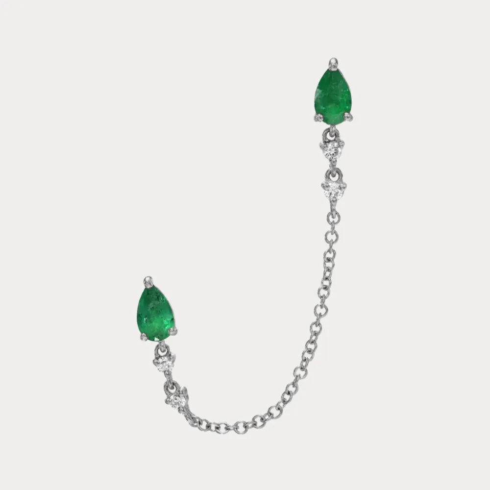 Luxe Green Connected Chain Earring