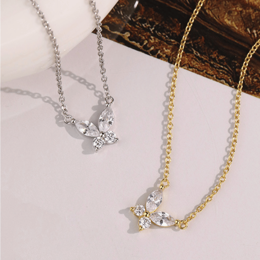 Simple Crystal Butterfly Necklace