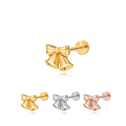 Solid Titanium Jingle Bells Flat Back Stud