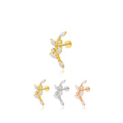 Dainty Crystal Climbing Leaf Piercing Stud