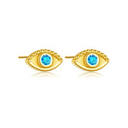 Aquamarine Evil Eye Stud Earrings