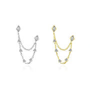 Double Piercing Marquise CZ Chain Dangle Earring