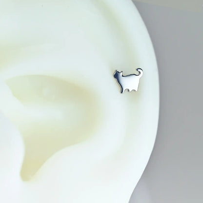 Titanium Mini Kitty Flat Back Stud