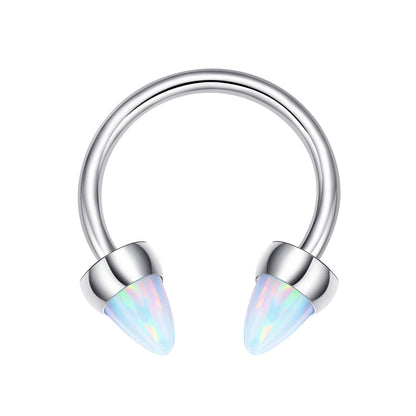 Titanium Circular Opal Spike Septum Clicker | Daith Ring