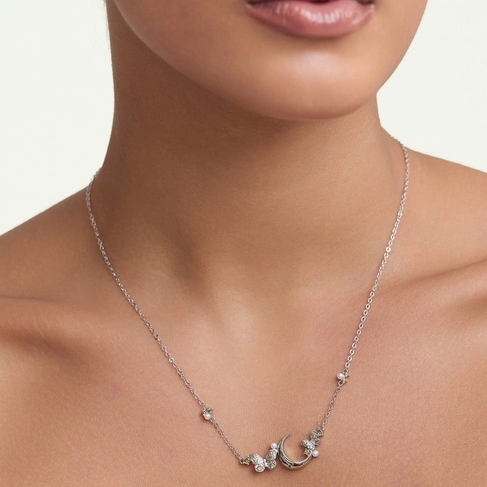 Peridot Crescent Moon & Butterfly Necklace
