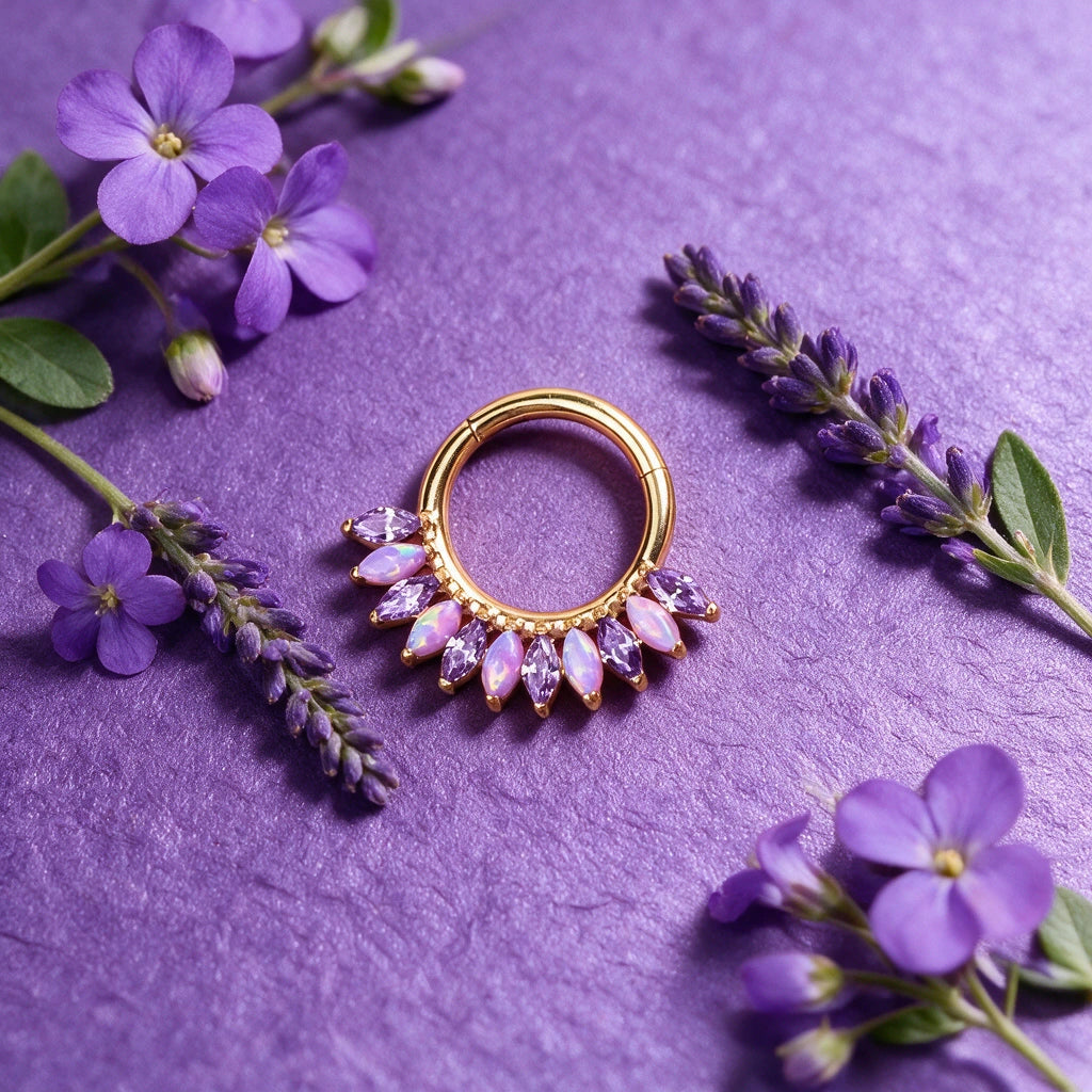 Clicker in titanio Eternity - ametista e opale Violet Frame
