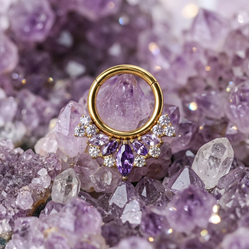 Titanium Celestia Marquise Crown Clicker - Amethyst