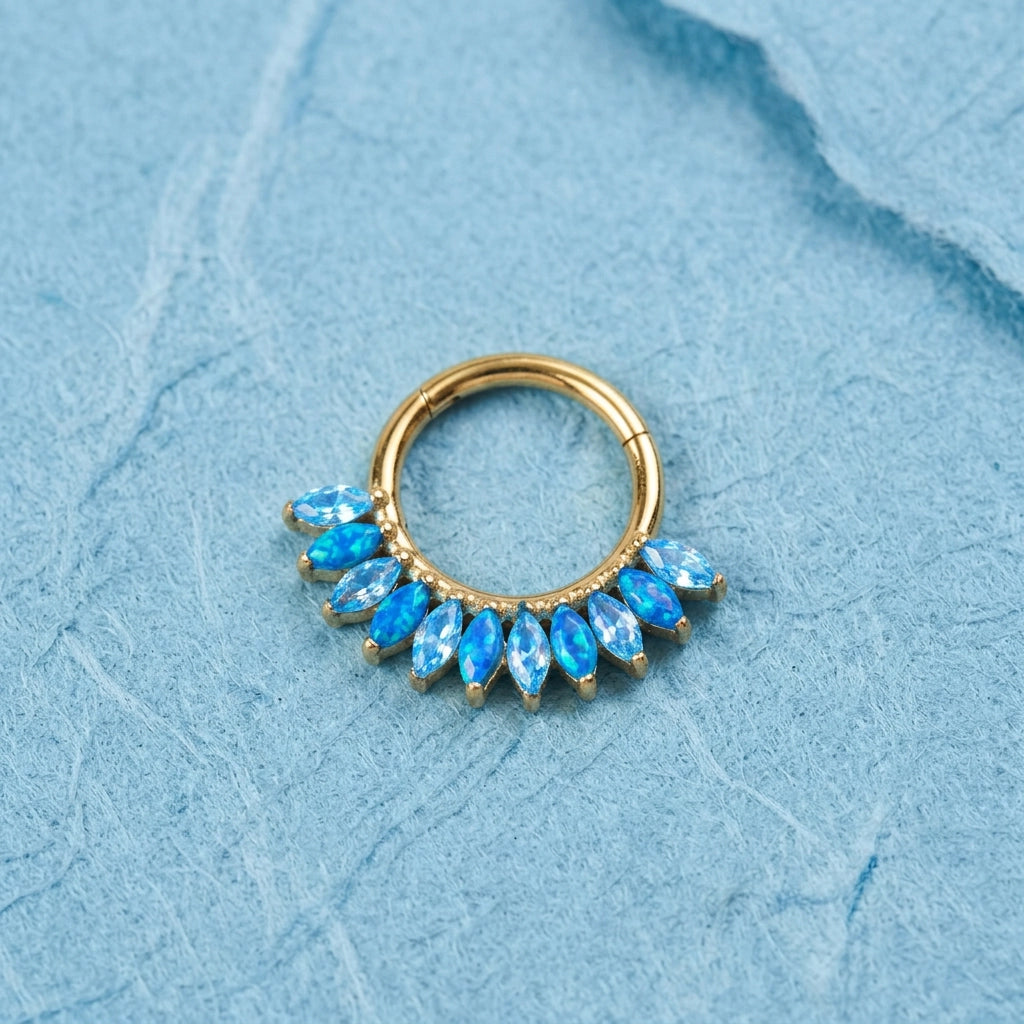 Titanium Eternity Clicker - Aquamarine & Ocean Blue Opal