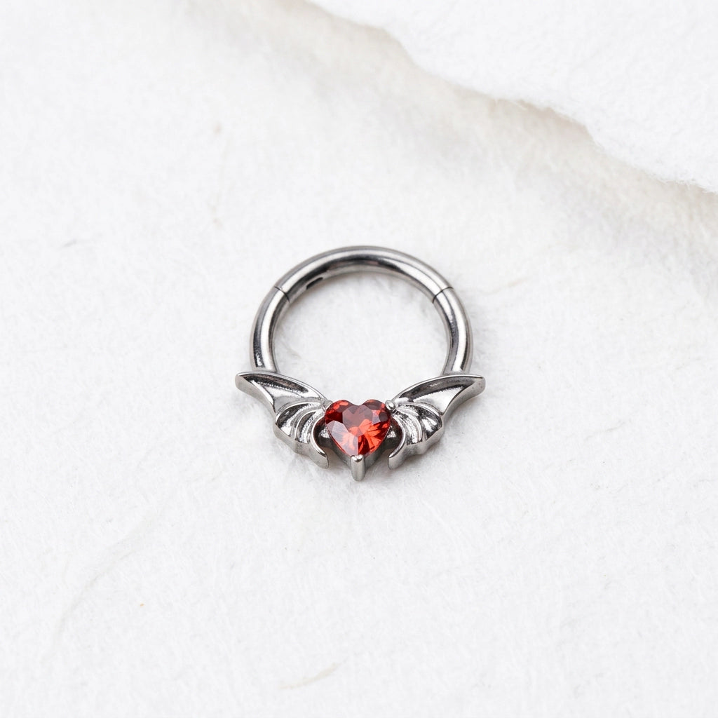 Titanium Uriel Red Garnet Angel Heart Clicker