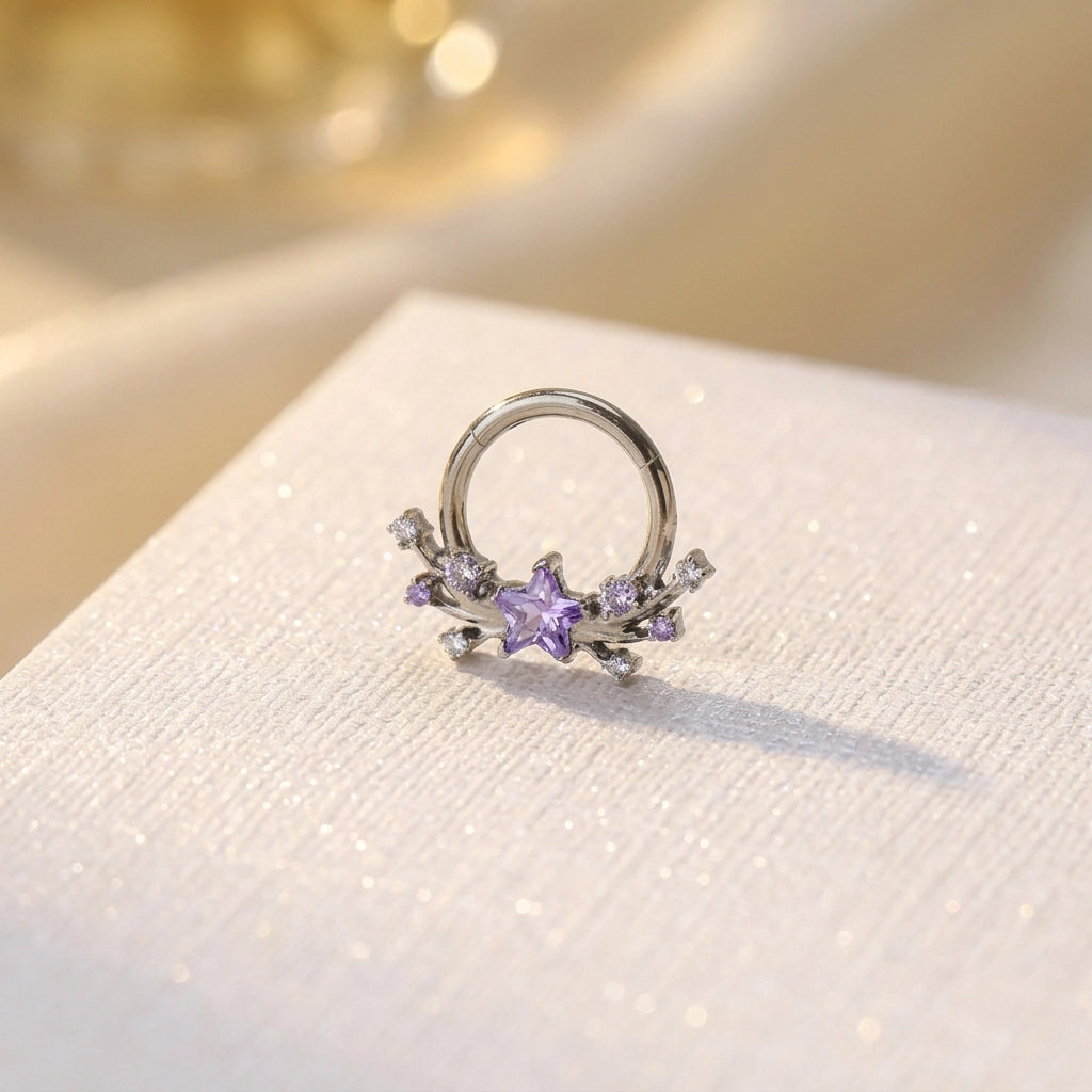 Titanium Sparkling Celestine Star Clicker - Amethyst
