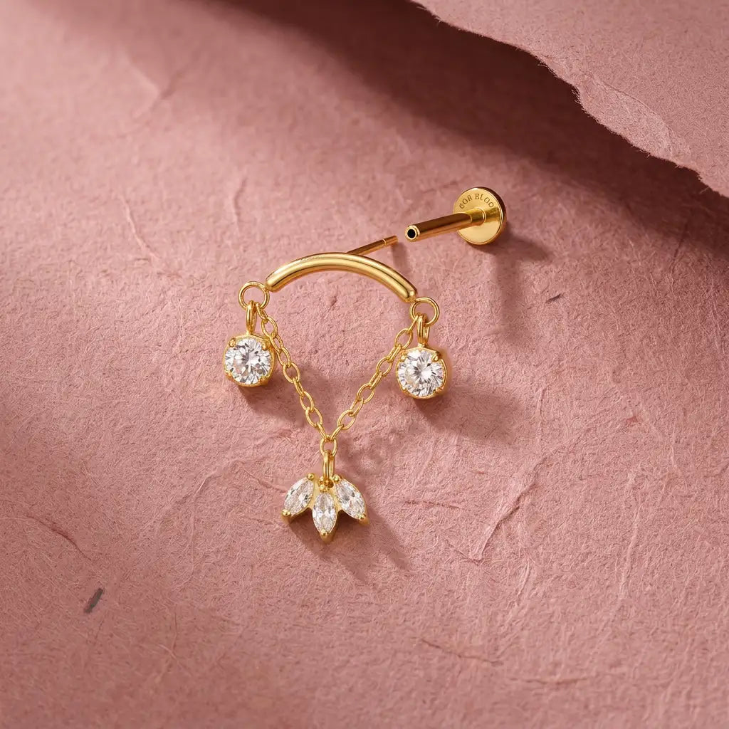 Titanium Lucinda Three-Petal Hidden Helix |  Hidden Rook Stud