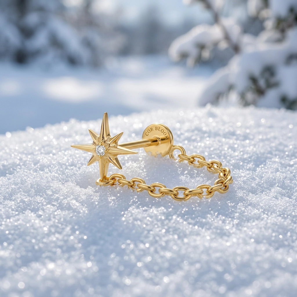 Titanium Northern Star Connected Chain Stud