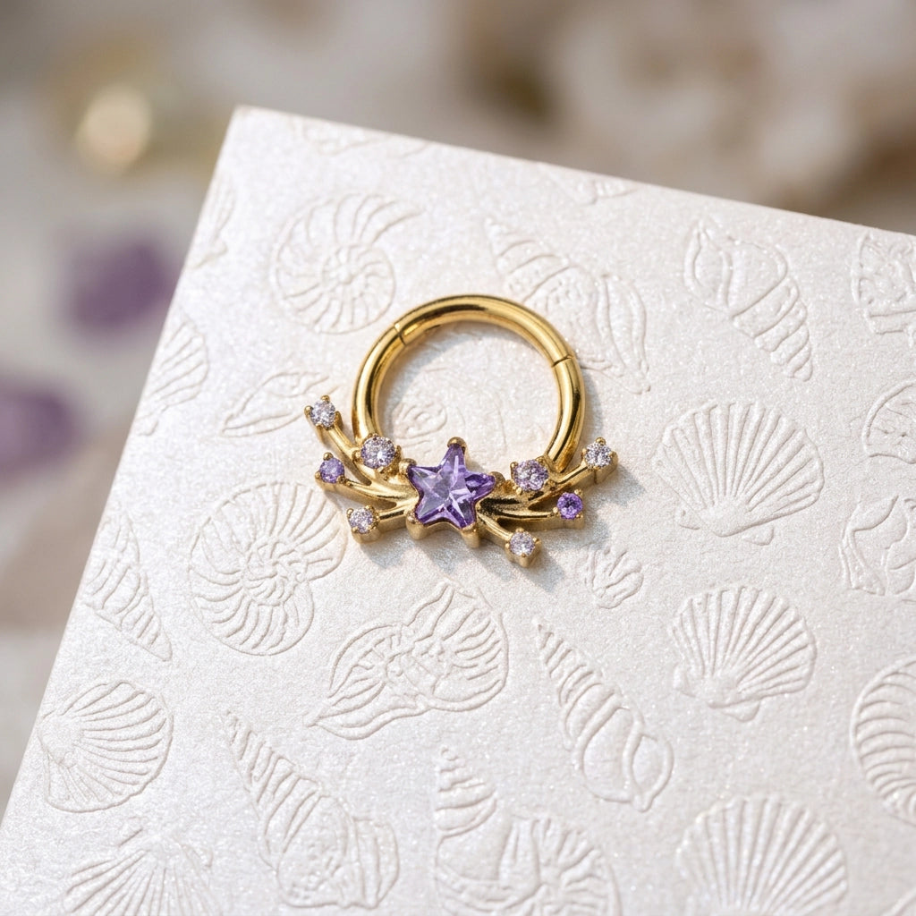 Titanium Sparkling Celestine Star Clicker - Amethyst