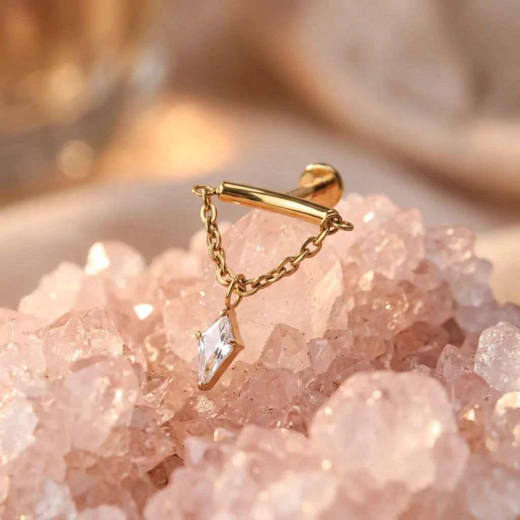 Titanium Yareli Kite Dangle Stud - Vertical Helix & Hidden Rook