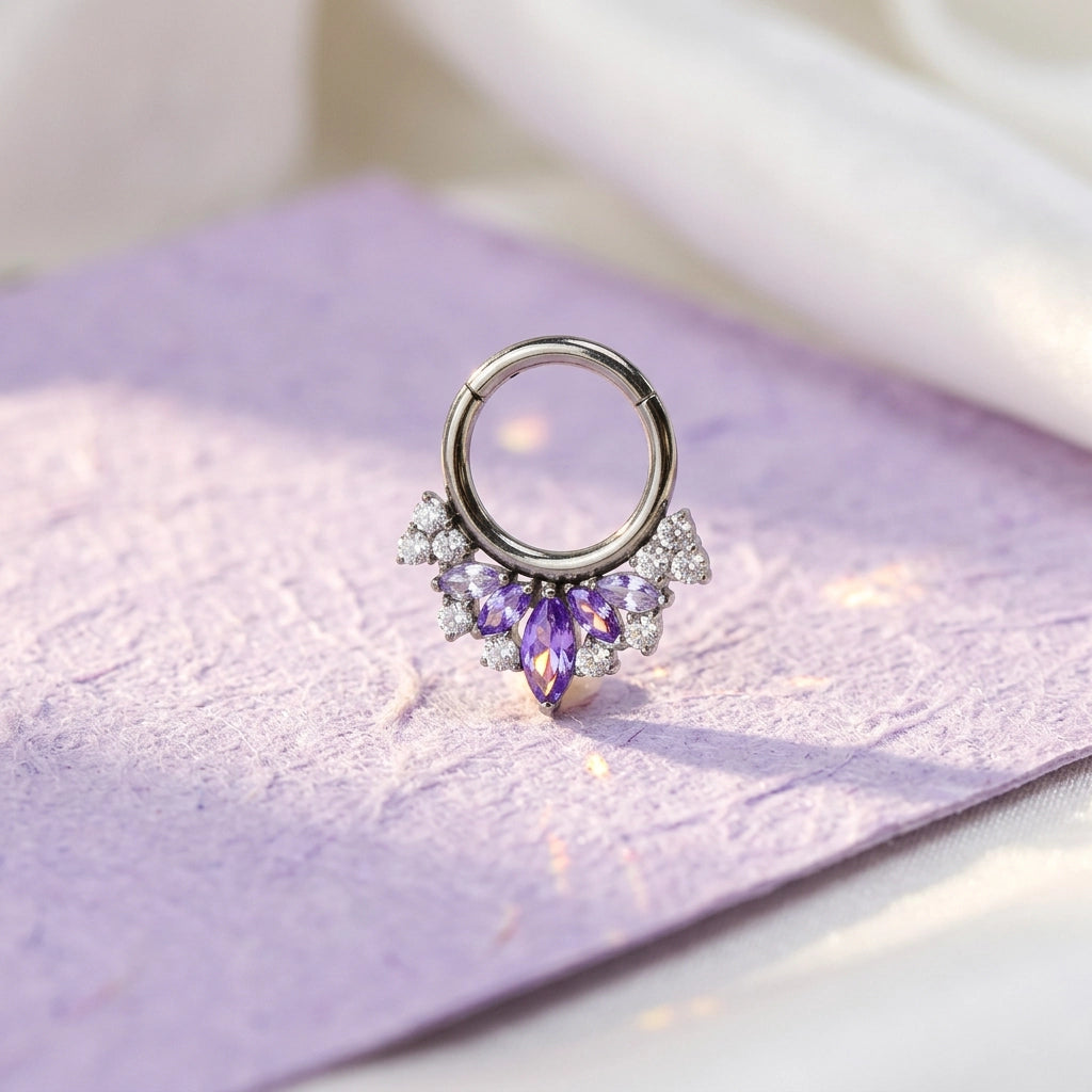 Titanium Celestia Marquise Crown Clicker - Amethyst