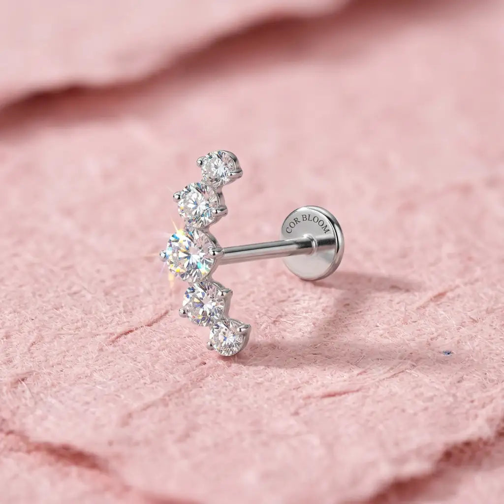 Titanium Daphne Five Crystal Stone Cluster Flat Back Stud