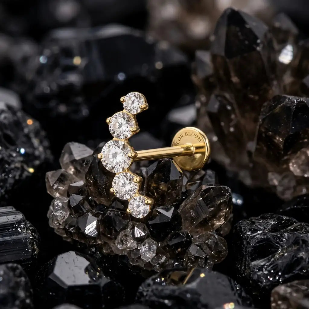 Titanium Daphne Five Crystal Stone Cluster Flat Back Stud