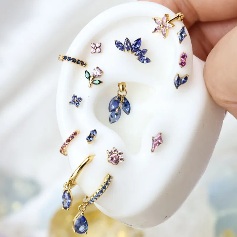 Titanium Minnie Kite-Cut Stone Flat Back Stud - Pink Tourmaline