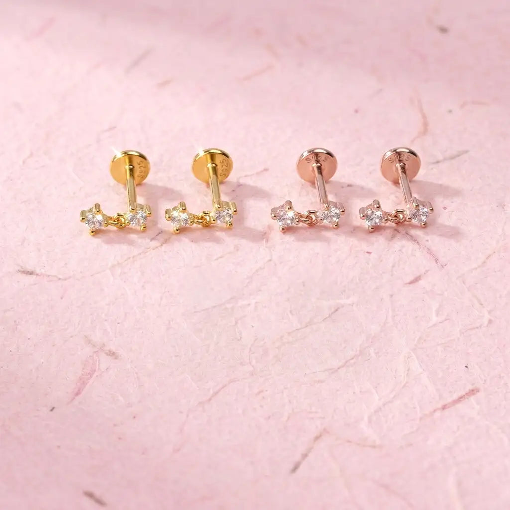 Mini Dangle Duo CZ Flat Back Stud