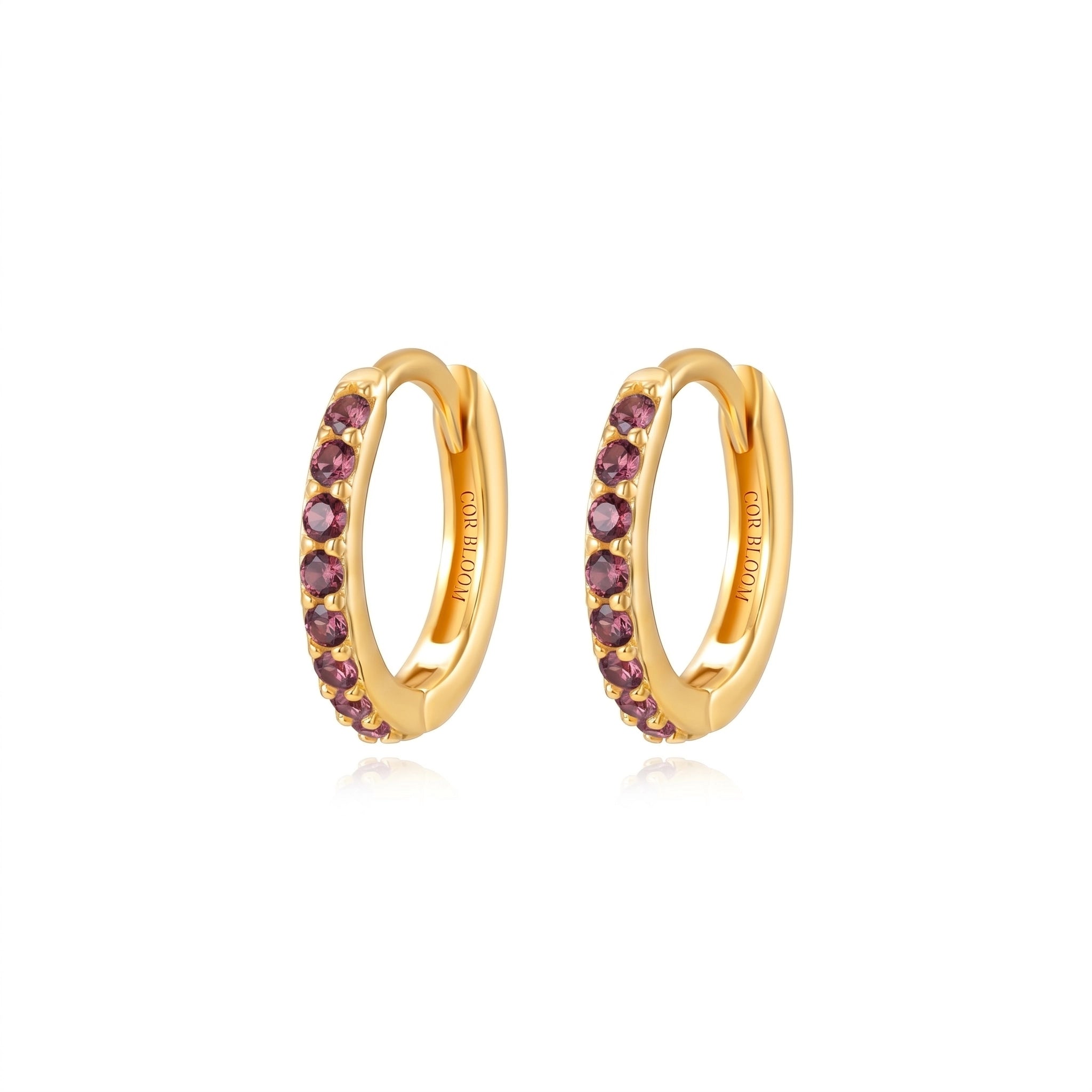 Arya Rhodolite Pave Hoop Earrings