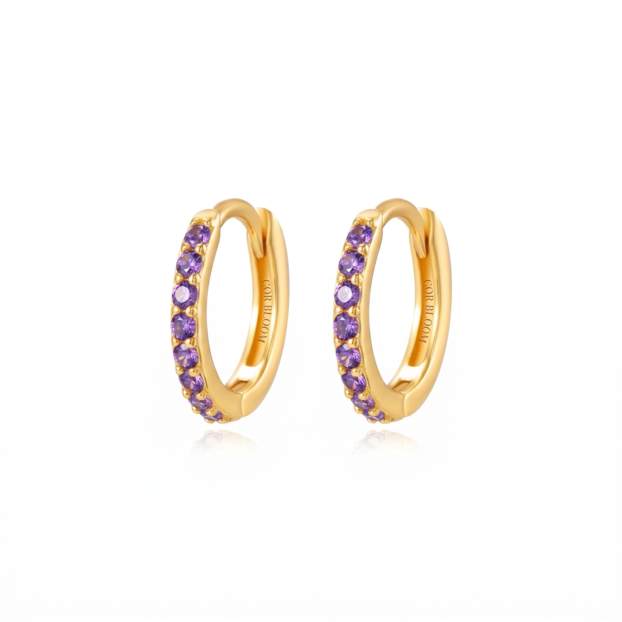 Arya Amethyst Pave Hoop Earrings