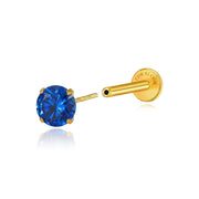 Titanium Multisize Blue Sapphire Stone Stud (Push Pin)