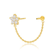 Titanium Nova Flower Connected Chain Stud