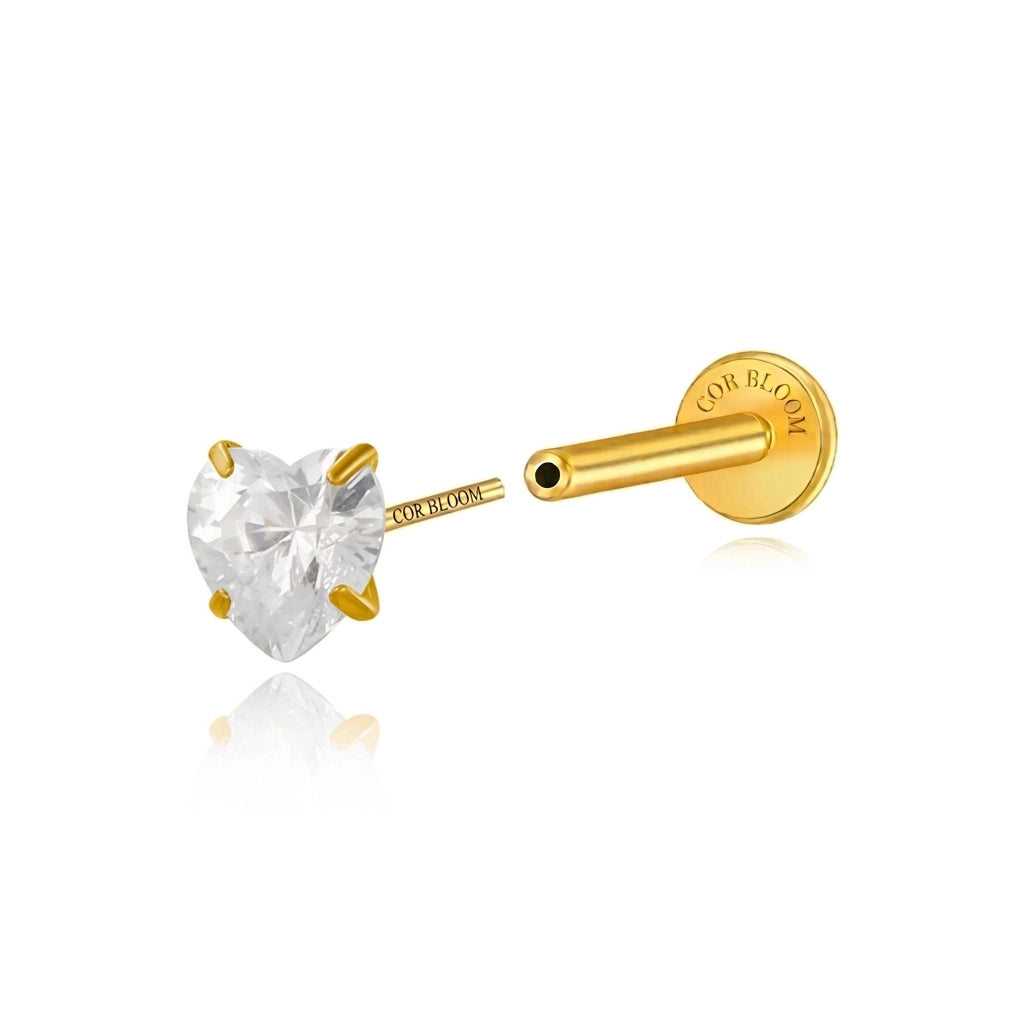 Titanium Multisize Diamond Heart-Cut Stud (Push Pin)